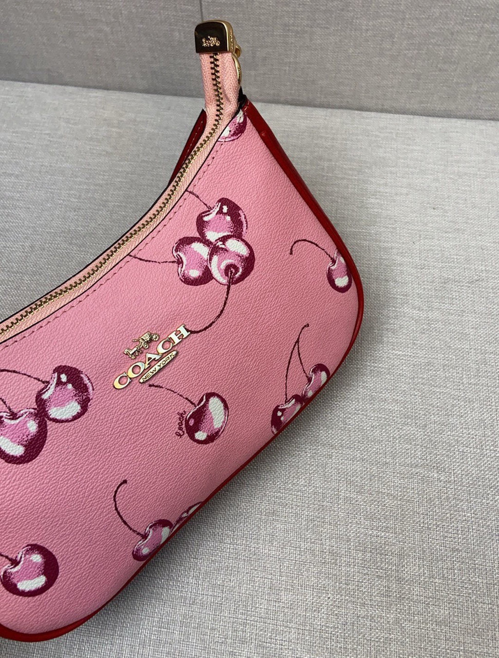 Découvrez le Sac Coach CB2909, un modèle élégant avec un motif unique de cerises rouges.