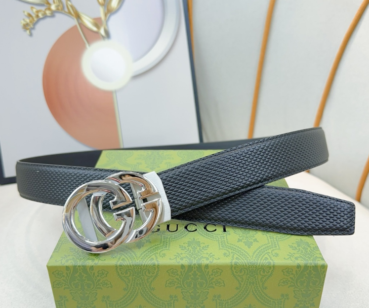 Ceinture Gucci Interlocking G Texture Grainée