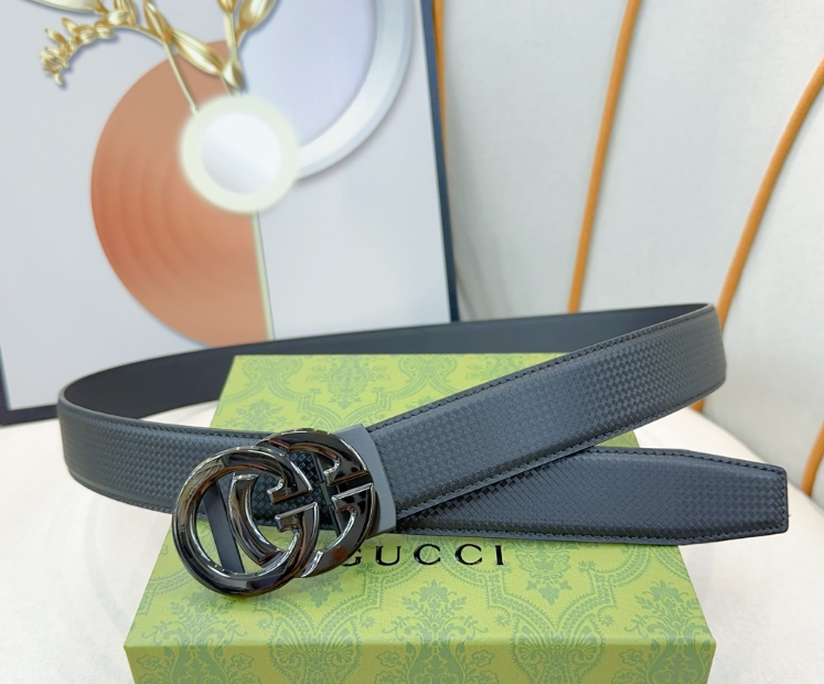 Ceinture Gucci Interlocking G Texture Grainée