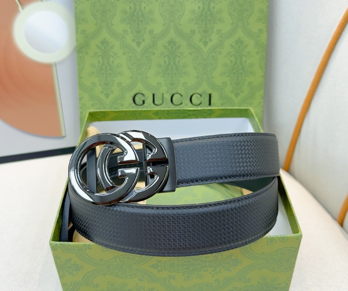 Ceinture Gucci Interlocking G Texture Grainée