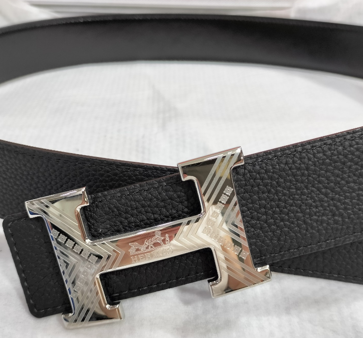 Ceinture Hermès H Cuir Grainé Gravure Signature