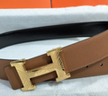 Ceinture Hermès H Cuir Grainé Gravure Signature
