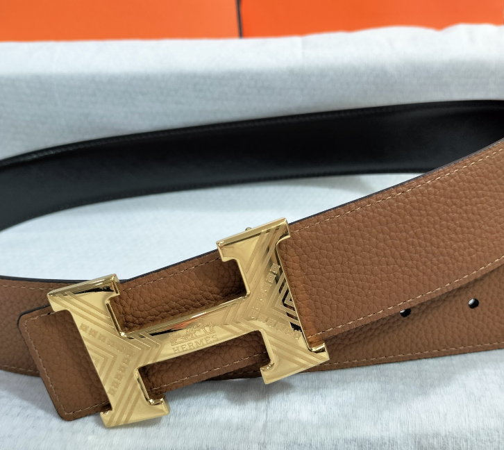 Ceinture Hermès H Cuir Grainé Gravure Signature