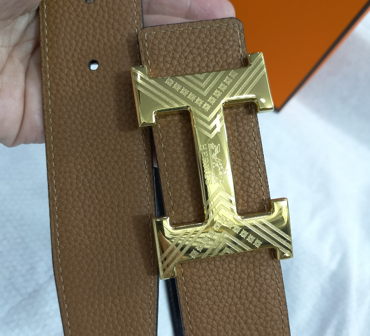 Ceinture Hermès H Cuir Grainé Gravure Signature