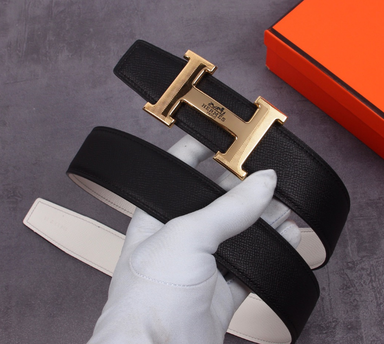 Ceinture Hermès H Cuir Grainé Réversible Signature
