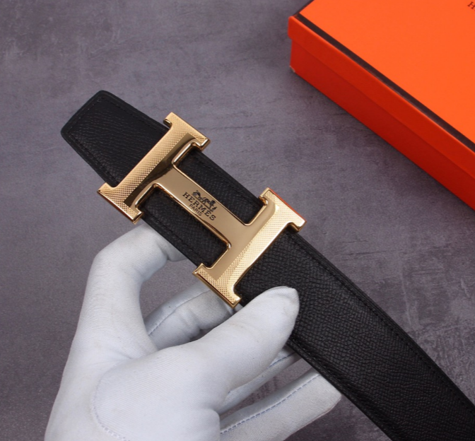 Ceinture Hermès H Cuir Grainé Réversible Signature