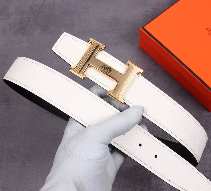 Ceinture Hermès H Cuir Grainé Réversible Signature