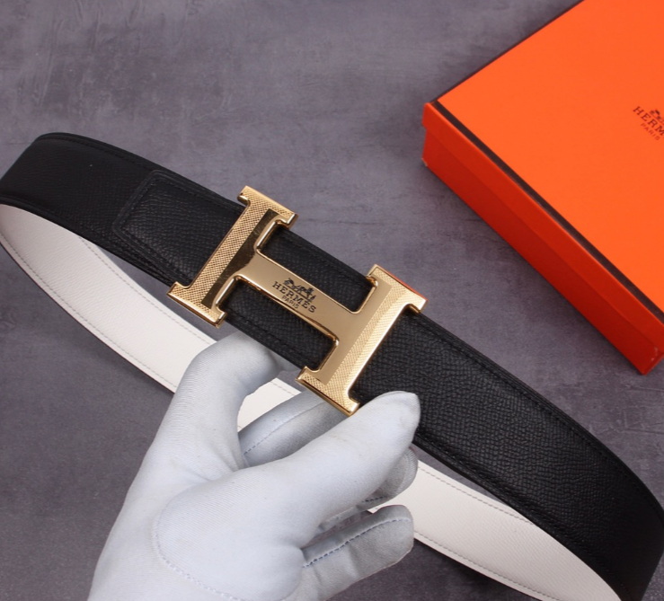 Ceinture Hermès H Cuir Grainé Réversible Signature