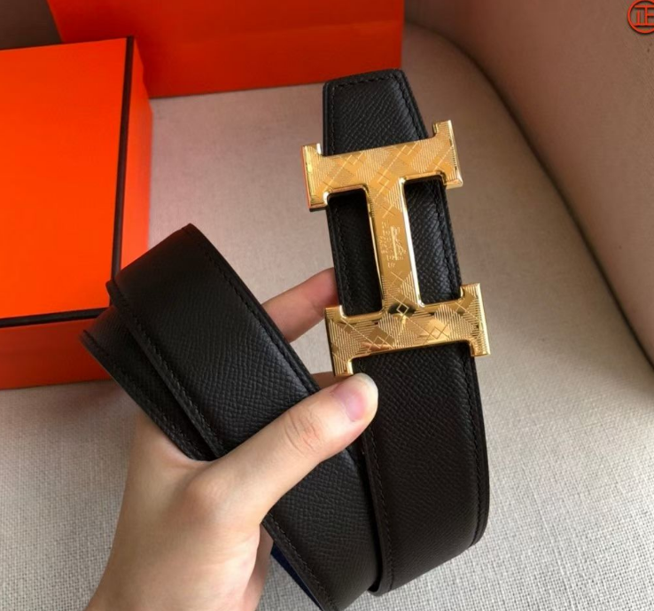 Ceinture Hermès H Cuir Grainé Boucle Gravée