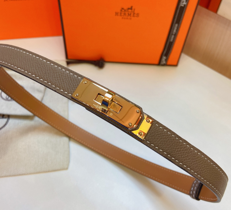Ceinture Hermès Plaque Fermoir Signature Cuir Grainé Réversible