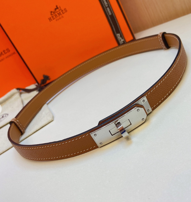 Ceinture Hermès Plaque Fermoir Signature Cuir Grainé Réversible