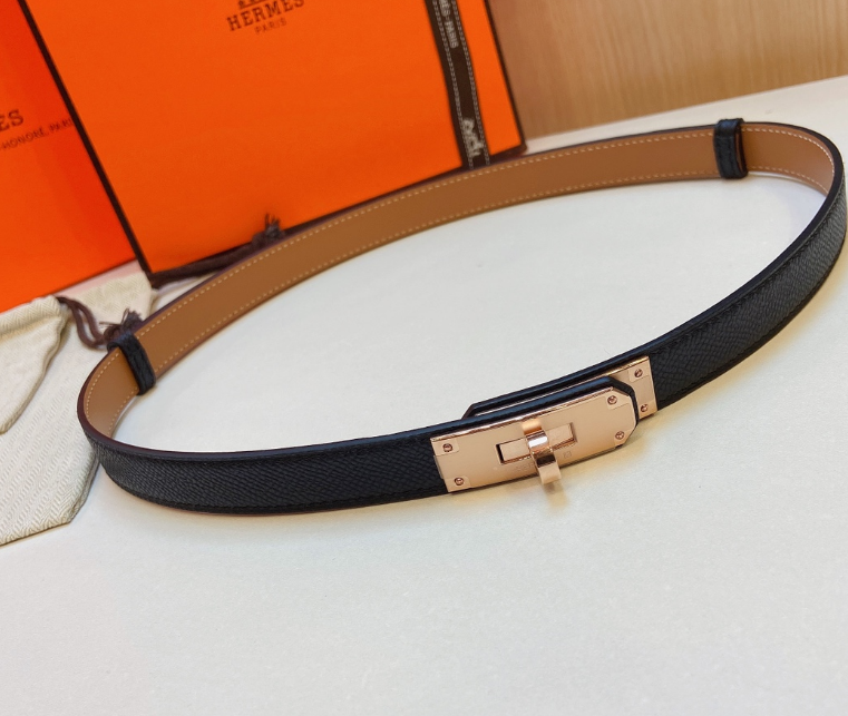 Ceinture Hermès Plaque Fermoir Signature Cuir Grainé Réversible