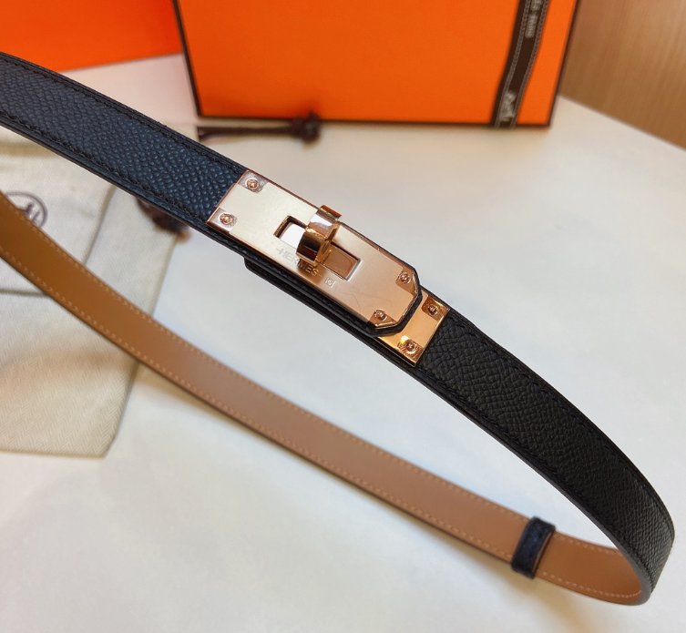 Ceinture Hermès Plaque Fermoir Signature Cuir Grainé Réversible