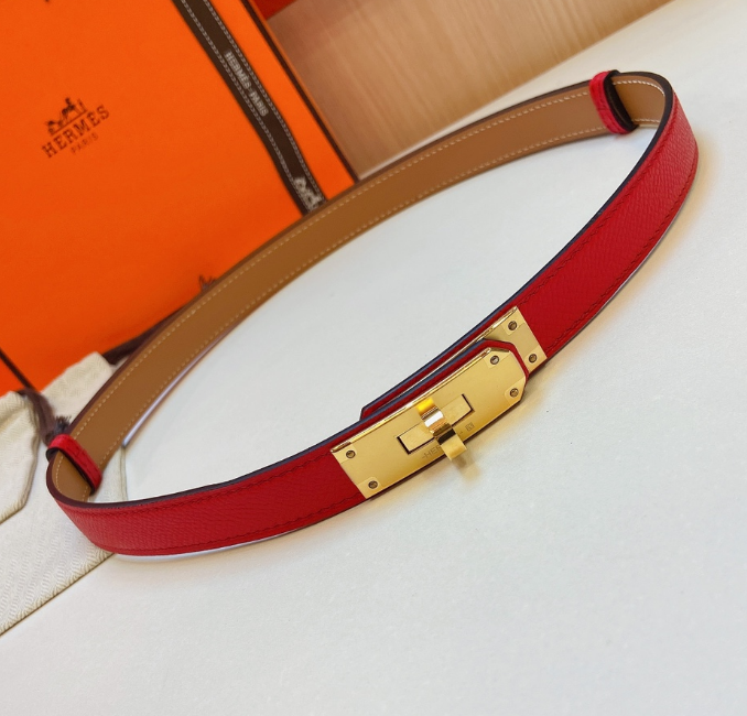 Ceinture Hermès Plaque Fermoir Signature Cuir Grainé Réversible