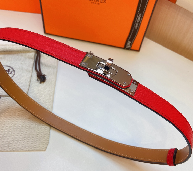 Ceinture Hermès Plaque Fermoir Signature Cuir Grainé Réversible