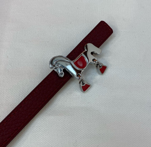 Ceinture Hermès Motif Équestre Cuir Grainé