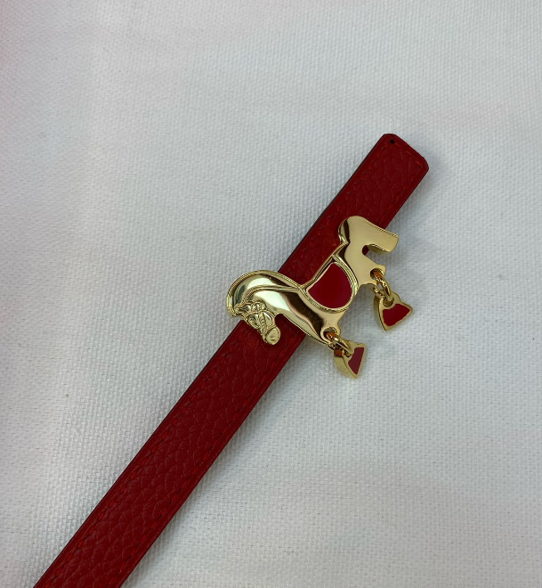 Ceinture Hermès Motif Équestre Cuir Grainé