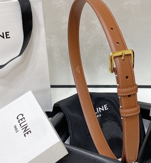 Ceinture Celine Classique Cuir Lisse Boucle Dorée