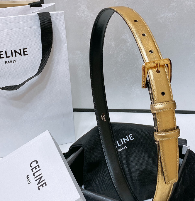 Ceinture Celine Classique Cuir Lisse Boucle Dorée