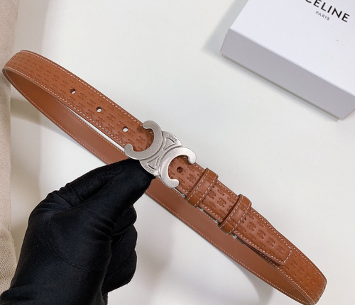 Ceinture Celine Triomphe Strass Cuir Embossé