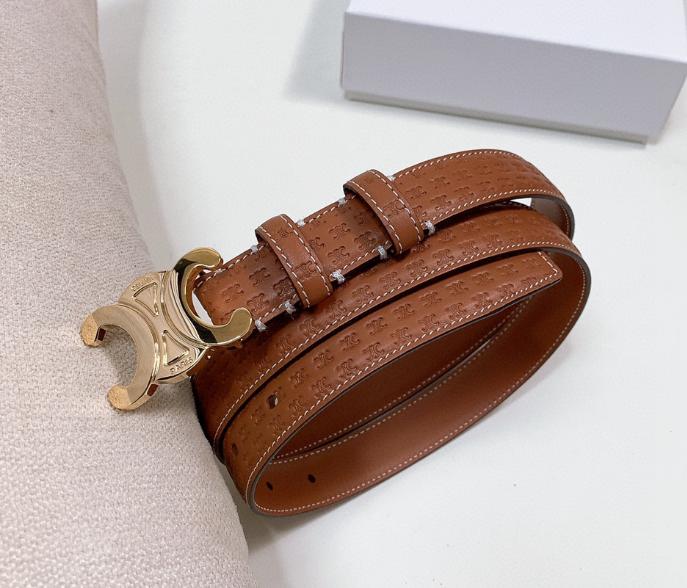 Ceinture Celine Triomphe Strass Cuir Embossé