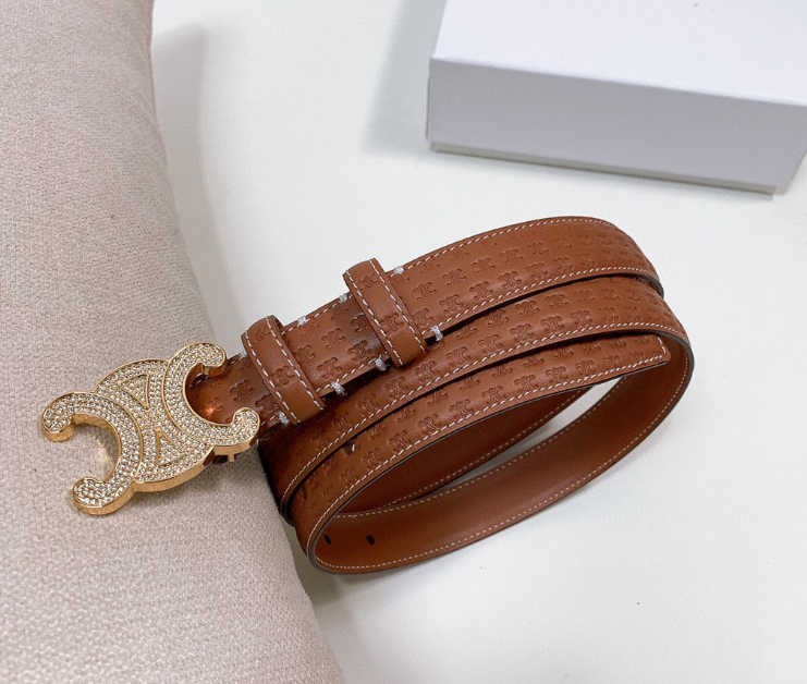 Ceinture Celine Triomphe Strass Cuir Embossé