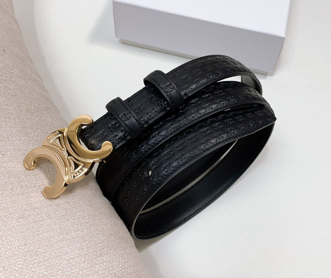 Ceinture Celine Triomphe Strass Cuir Embossé