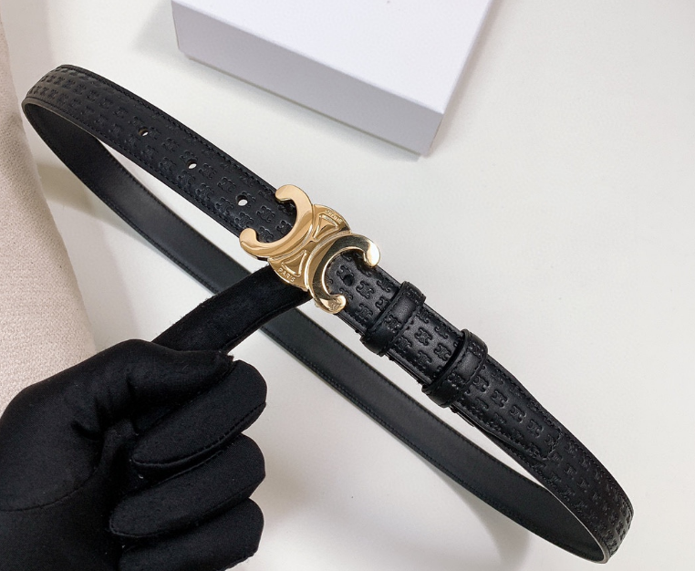 Ceinture Celine Triomphe Strass Cuir Embossé