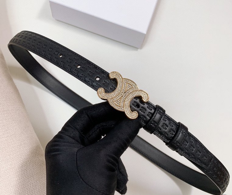 Ceinture Celine Triomphe Strass Cuir Embossé