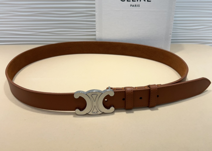 Ceinture Celine Triomphe Toile Signature et Cuir