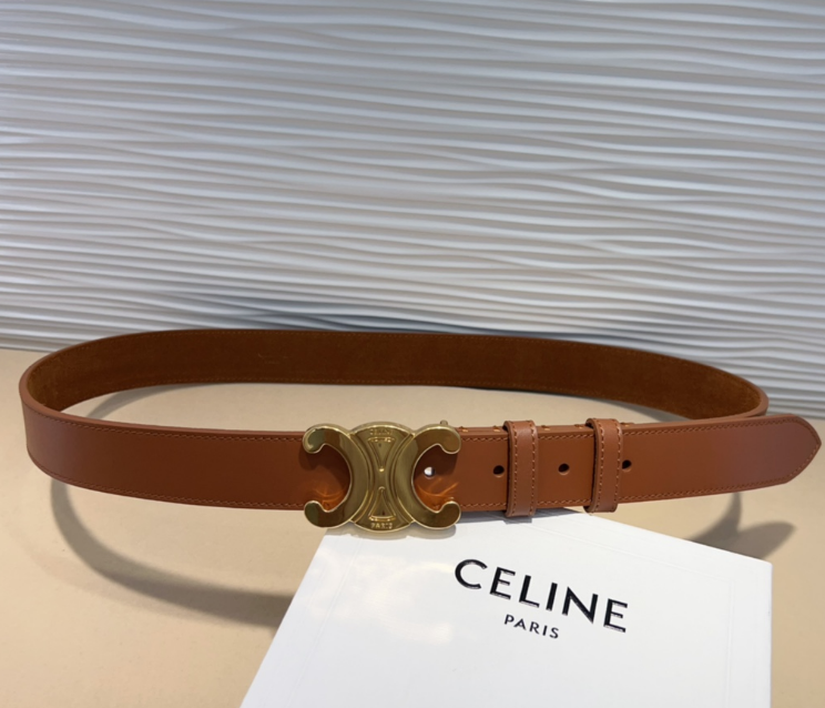 Ceinture Celine Triomphe Toile Signature et Cuir