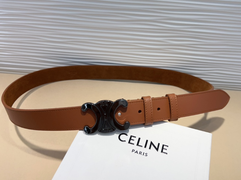 Ceinture Celine Triomphe Toile Signature et Cuir