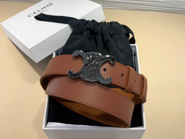 Ceinture Celine Triomphe Toile Signature et Cuir