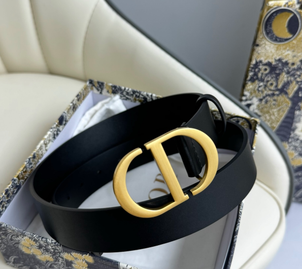 Ceinture Dior CD Classique Cuir Lisse Mat