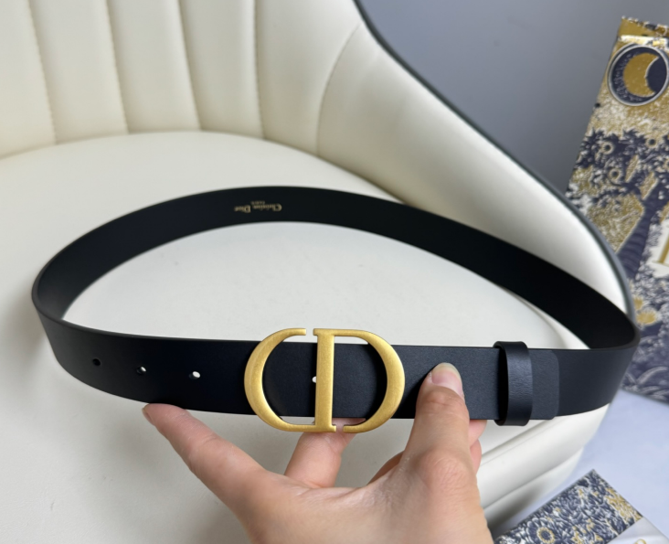 Ceinture Dior CD Classique Cuir Lisse Mat
