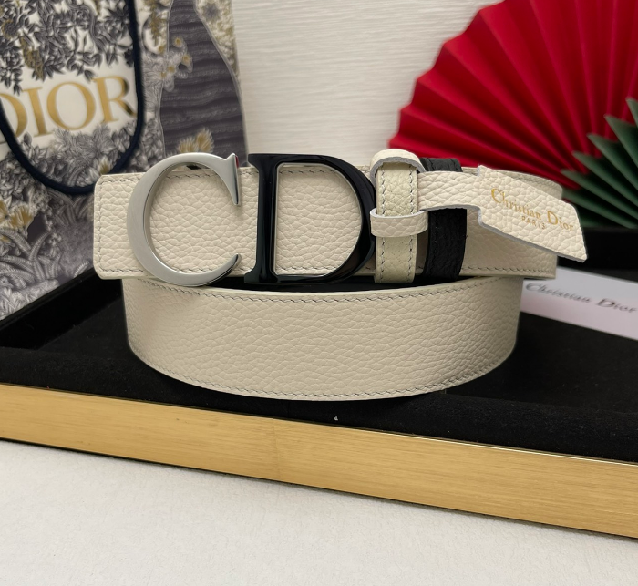 Ceinture Dior CD Cuir Grainé Bicolore Signature