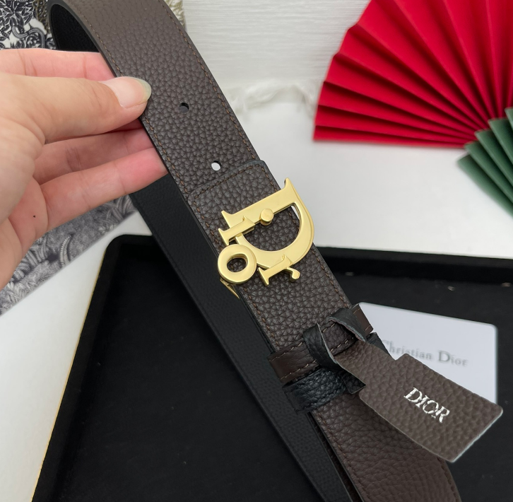 Ceinture Dior CD Cuir Grainé Boucle Moderne