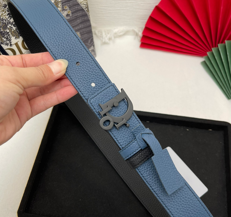 Ceinture Dior CD Cuir Grainé Boucle Moderne