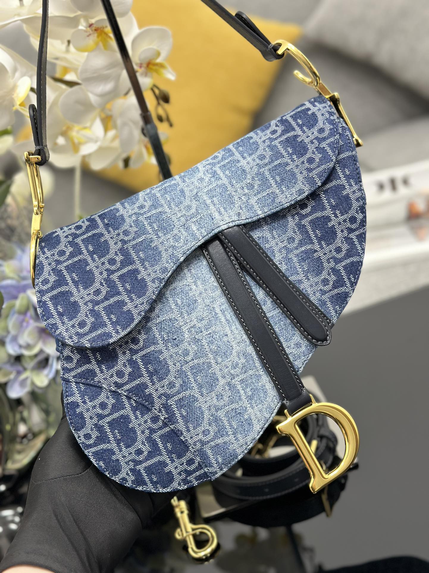 Sac Dior Saddle Denim Oblique